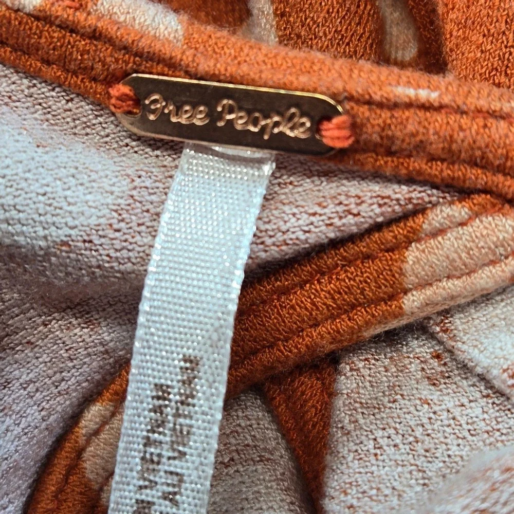 Free People Dress Womens S Orange Maxi Bodycon Polka Dot Ruched Cutout Back
